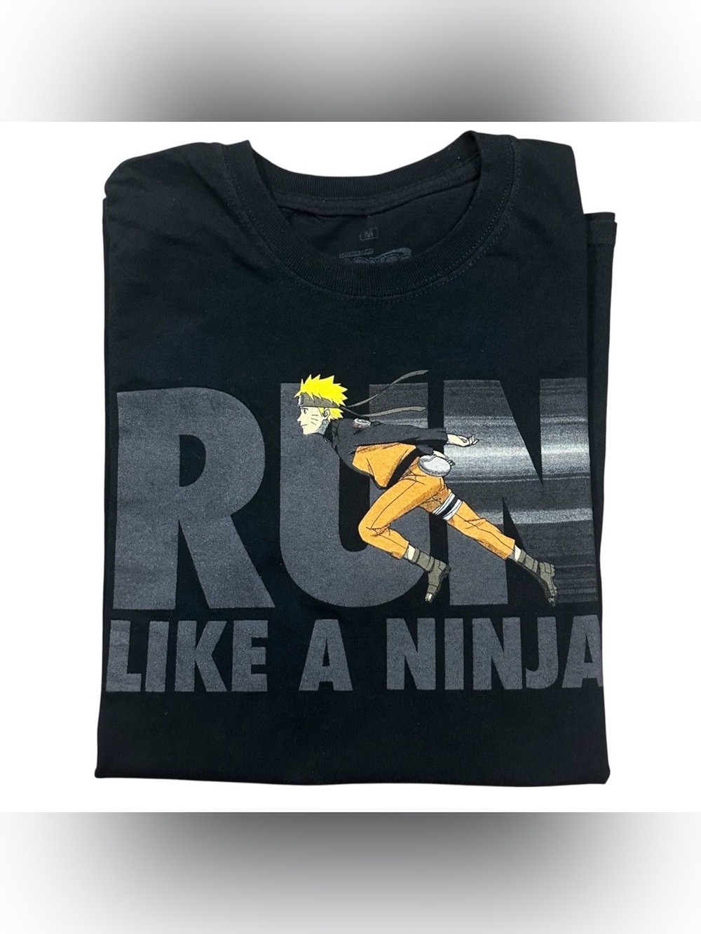 Naruto Shippuden Run Like a Ninja Graphic T-Shirt Black Size Medium Anime Tee